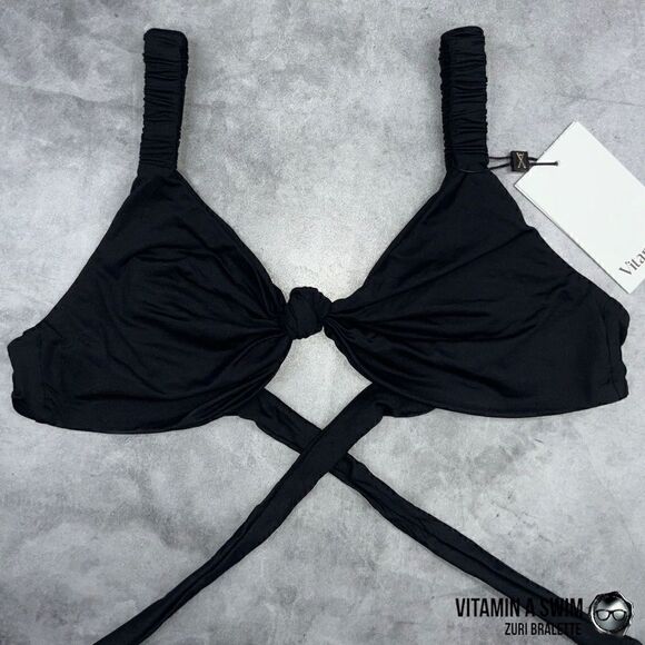 VITAMIN A SWIM SUSTAINABLY MADE ZURI BIKINI 2 PIECE SWIMSUIT SET IN BLACK NEW - Picture 7 of 16